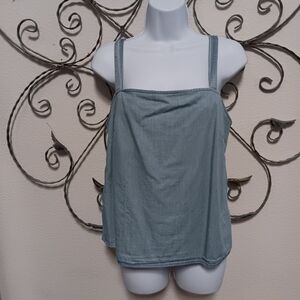 UpWest chambray blue cotton blend crop cami top, S